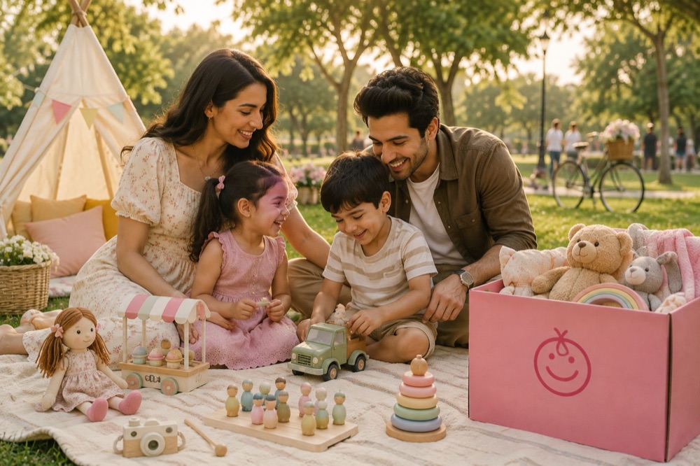 A family playing together in the park
